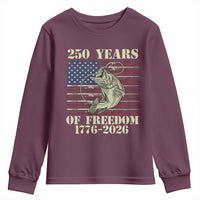 America 250th Bass Fishing American Flag Youth Sweatshirt