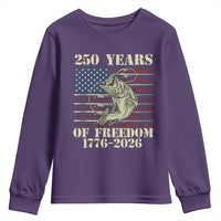 America 250th Bass Fishing American Flag Youth Sweatshirt