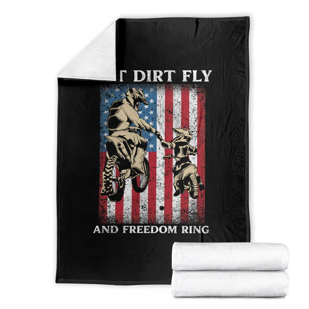 Let Dirt Fly And Freedom Ring Throw Blanket 4th of July Dirt Bike American Flag