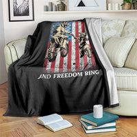 Let Dirt Fly And Freedom Ring Throw Blanket 4th of July Dirt Bike American Flag