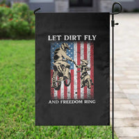 Let Dirt Fly And Freedom Ring Garden Flag 4th of July Dirt Bike American Flag