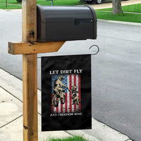 Let Dirt Fly And Freedom Ring Garden Flag 4th of July Dirt Bike American Flag