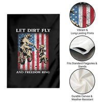 Let Dirt Fly And Freedom Ring Garden Flag 4th of July Dirt Bike American Flag