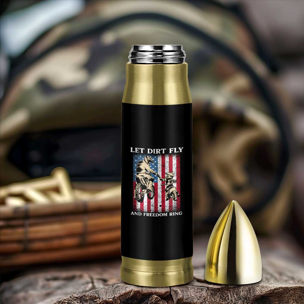 Let Dirt Fly And Freedom Ring Bullet Tumbler 4th of July Dirt Bike American Flag