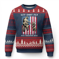 Let Dirt Fly And Freedom Ring Ugly Christmas Sweater 4th of July Dirt Bike American Flag