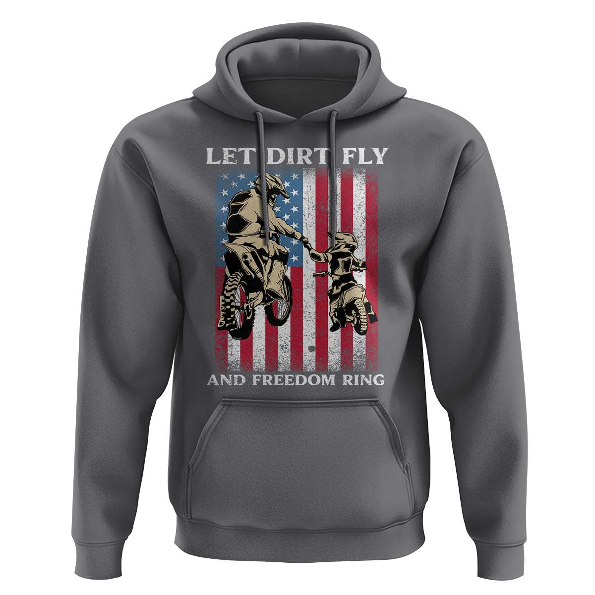 Let Dirt Fly And Freedom Ring Hoodie 4th of July Dirt Bike American Flag
