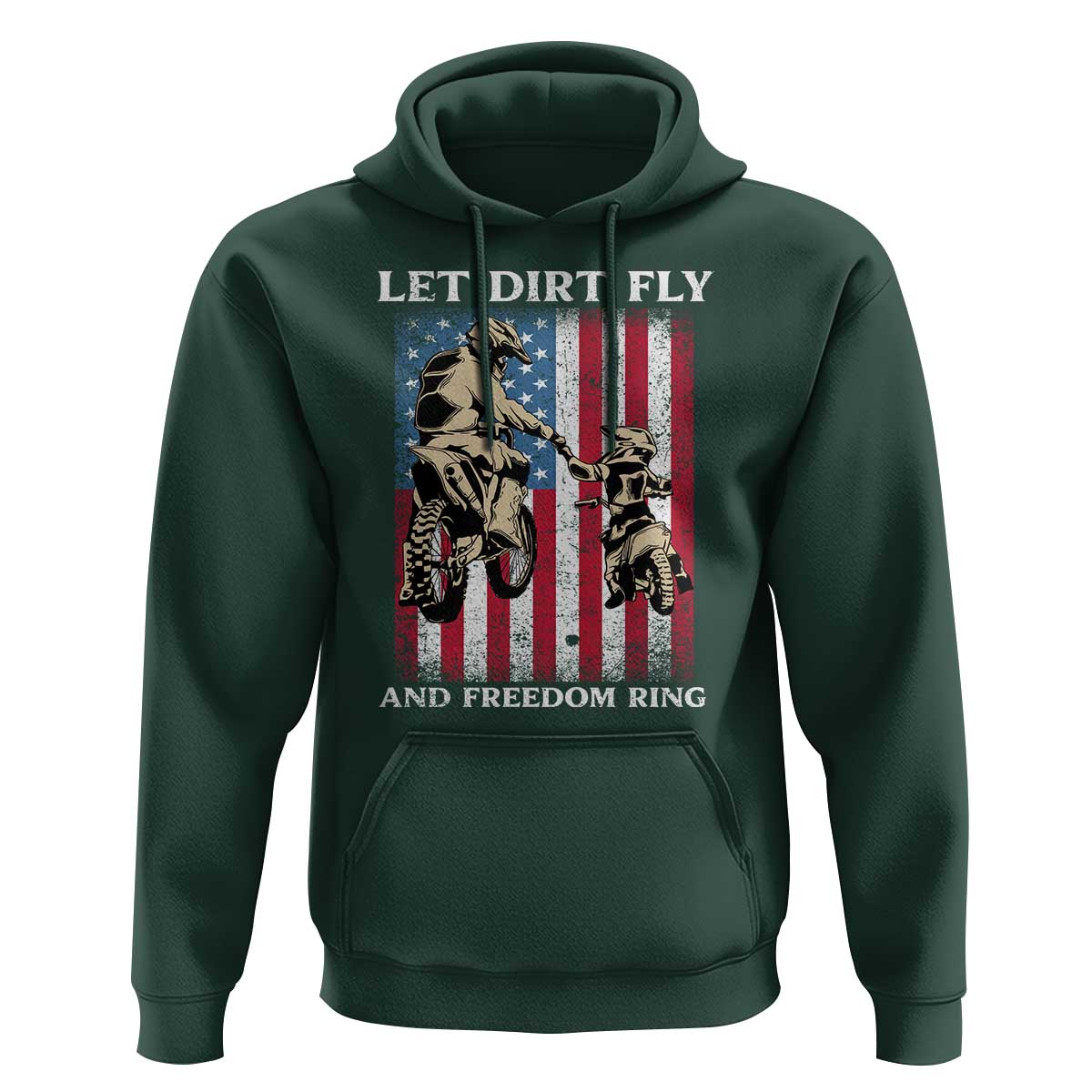 Let Dirt Fly And Freedom Ring Hoodie 4th of July Dirt Bike American Flag