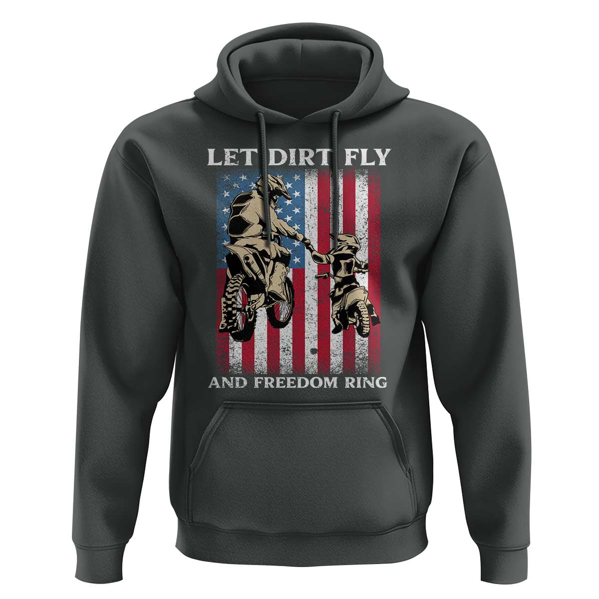 Let Dirt Fly And Freedom Ring Hoodie 4th of July Dirt Bike American Flag