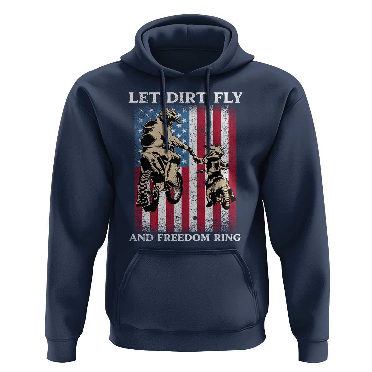 Let Dirt Fly And Freedom Ring Hoodie 4th of July Dirt Bike American Flag