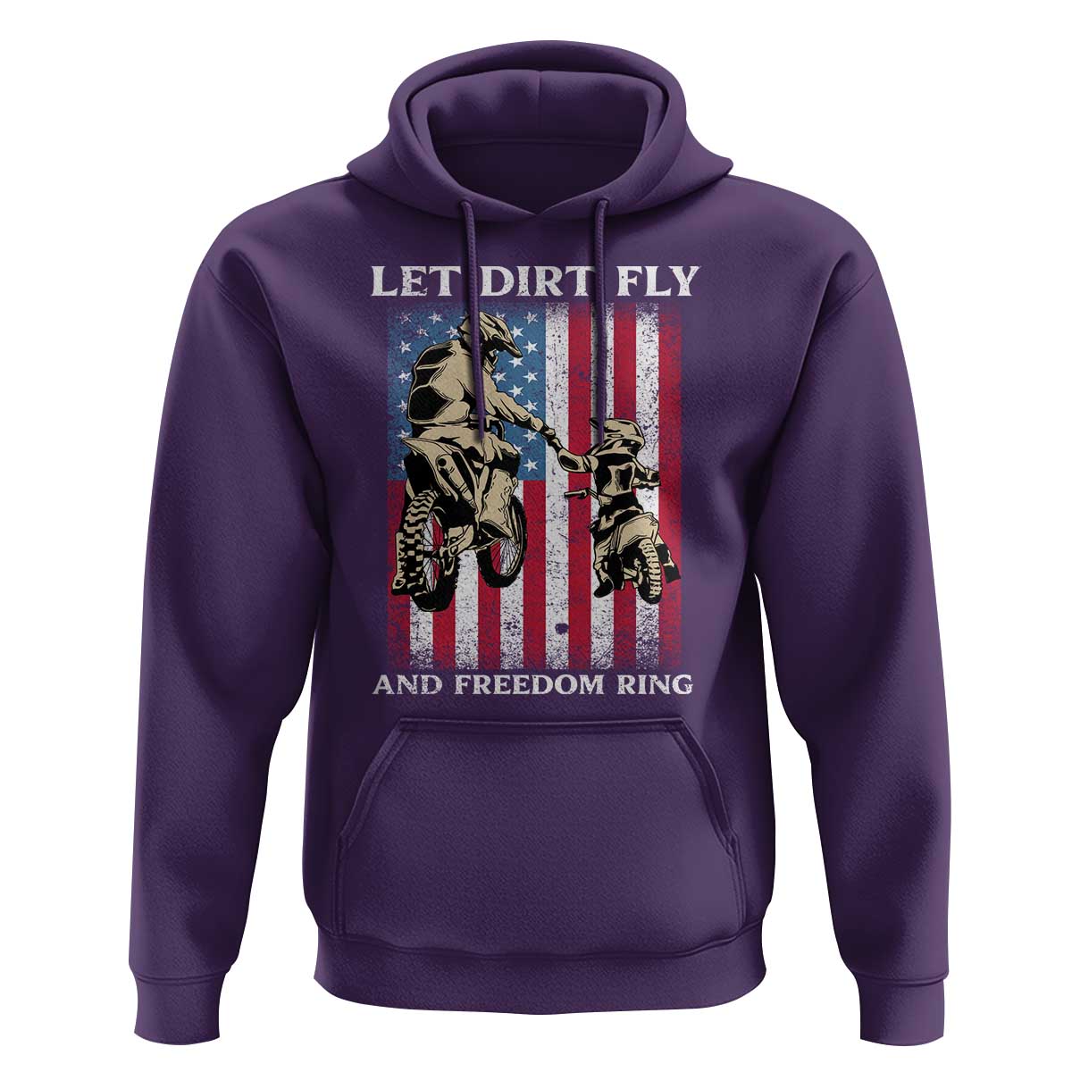 Let Dirt Fly And Freedom Ring Hoodie 4th of July Dirt Bike American Flag