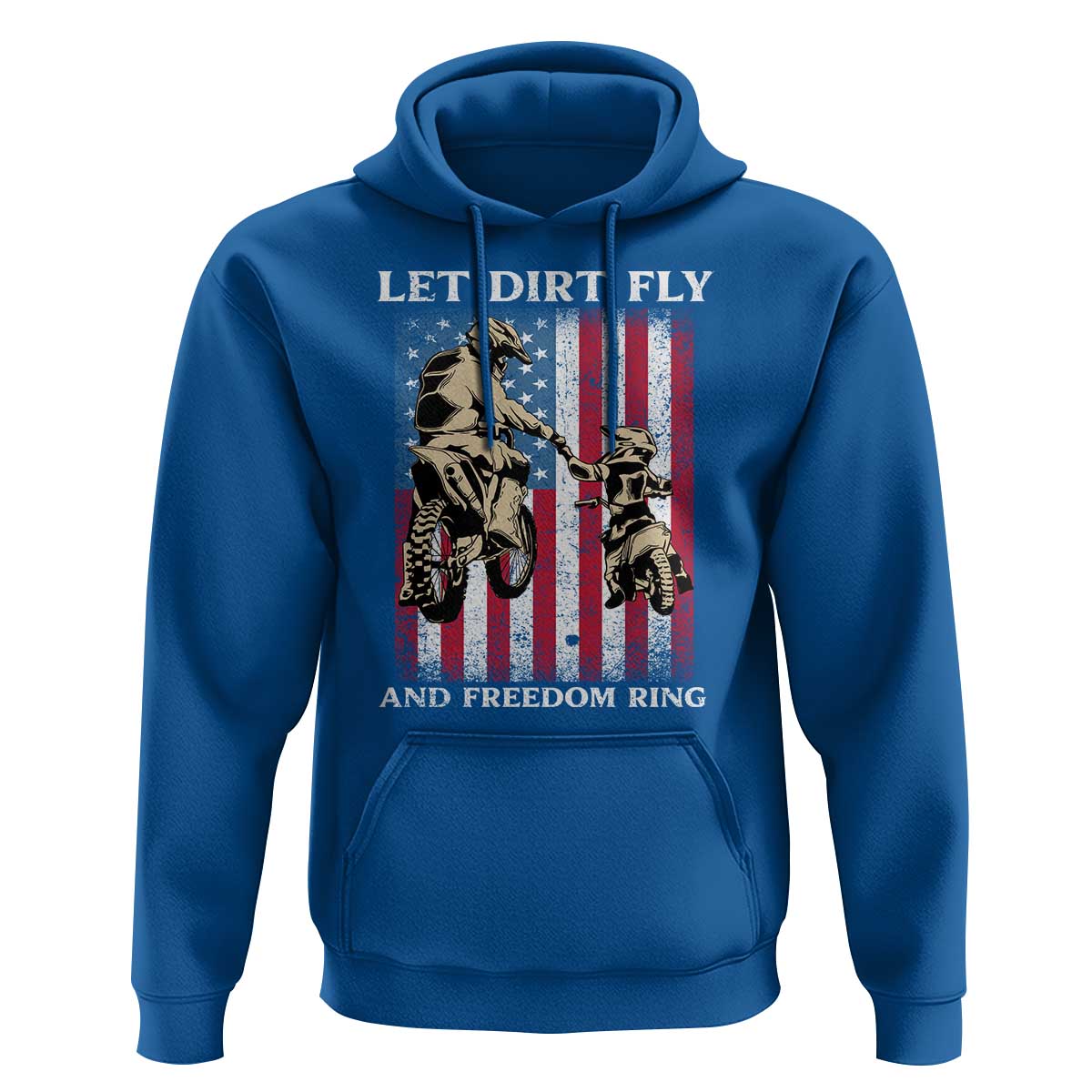 Let Dirt Fly And Freedom Ring Hoodie 4th of July Dirt Bike American Flag
