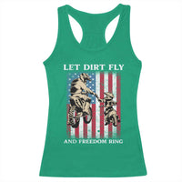 Let Dirt Fly And Freedom Ring Racerback Tank Top 4th of July Dirt Bike American Flag