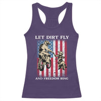 Let Dirt Fly And Freedom Ring Racerback Tank Top 4th of July Dirt Bike American Flag