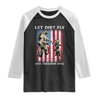 Let Dirt Fly And Freedom Ring Raglan Shirt 4th of July Dirt Bike American Flag