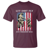 Let Dirt Fly And Freedom Ring T Shirt 4th of July Dirt Bike American Flag