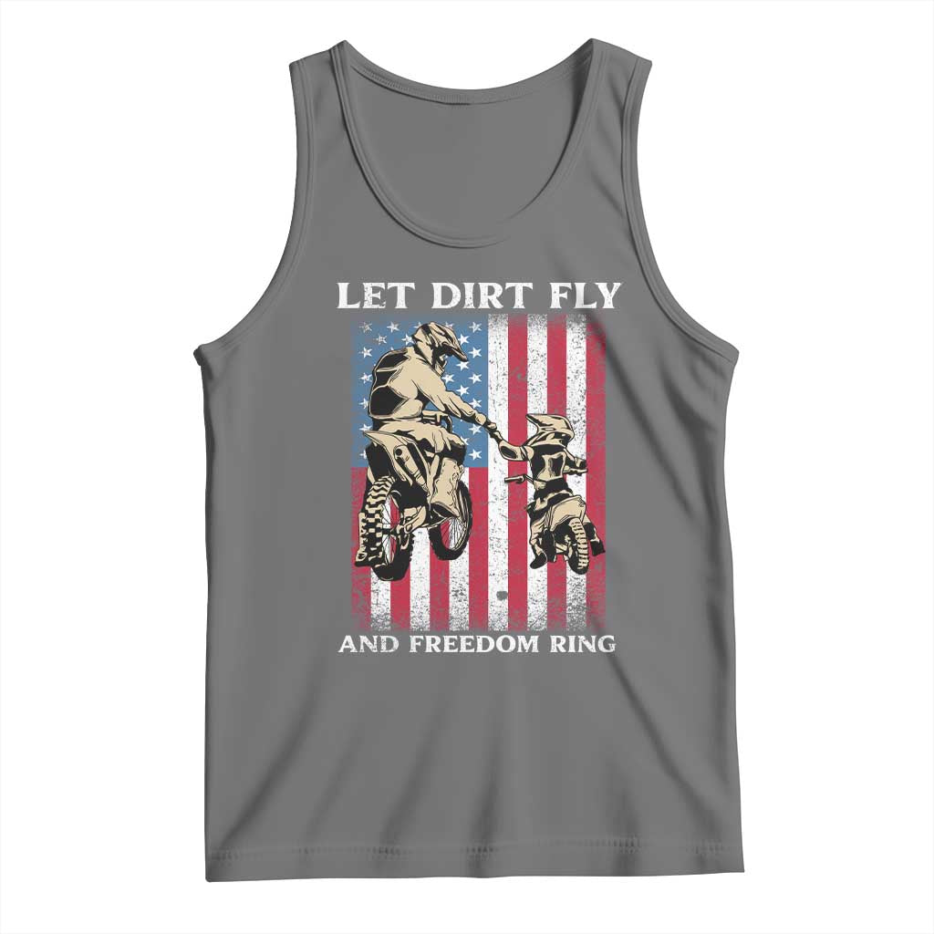 Let Dirt Fly And Freedom Ring Tank Top 4th of July Dirt Bike American Flag
