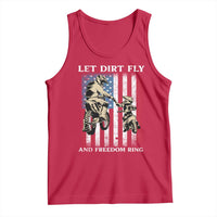Let Dirt Fly And Freedom Ring Tank Top 4th of July Dirt Bike American Flag