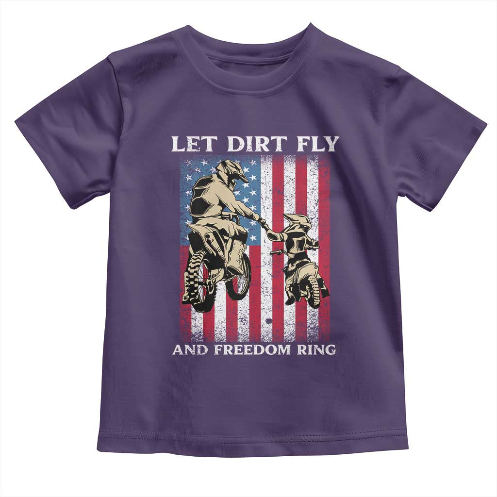 Let Dirt Fly And Freedom Ring Toddler T Shirt 4th of July Dirt Bike American Flag