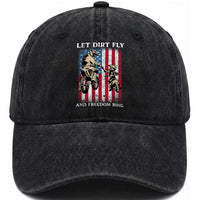 Let Dirt Fly And Freedom Ring Washed Cotton Baseball Cap 4th of July Dirt Bike American Flag