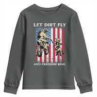 Let Dirt Fly And Freedom Ring Youth Sweatshirt 4th of July Dirt Bike American Flag