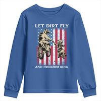 Let Dirt Fly And Freedom Ring Youth Sweatshirt 4th of July Dirt Bike American Flag