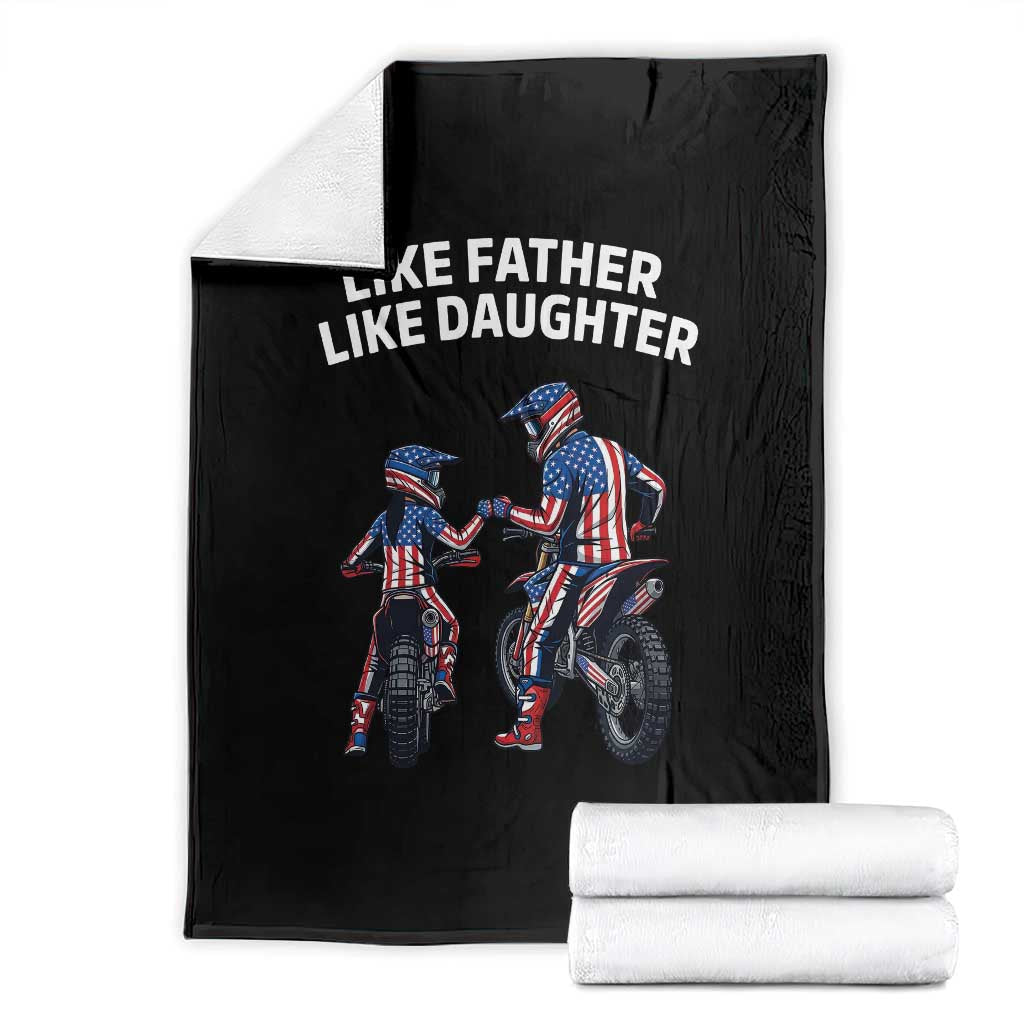Like Father Daughter Dirt Bike Throw Blanket Cute Matching Motocross Gift Father's Day