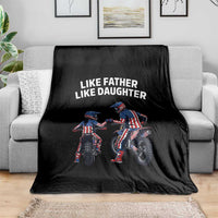 Like Father Daughter Dirt Bike Throw Blanket Cute Matching Motocross Gift Father's Day
