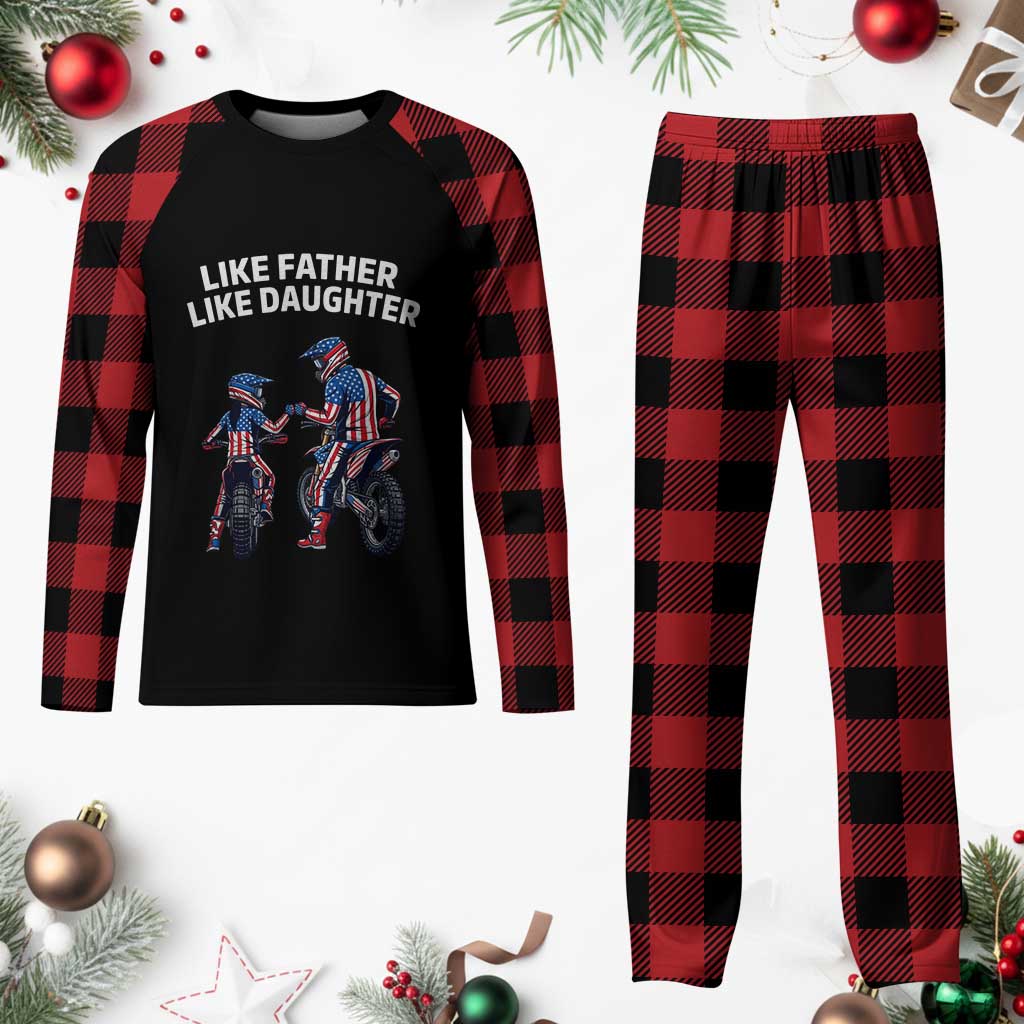 Like Father Daughter Dirt Bike Plaid Pajama Set Cute Matching Motocross Gift Father's Day