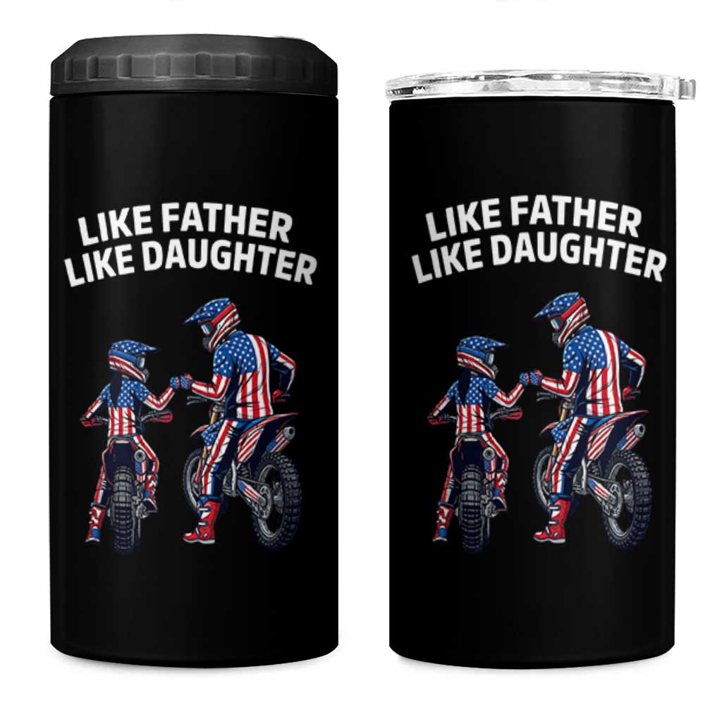 Like Father Daughter Dirt Bike 4 in 1 Can Cooler Tumbler Cute Matching Motocross Gift Father's Day