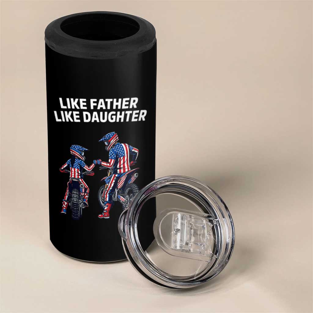 Like Father Daughter Dirt Bike 4 in 1 Can Cooler Tumbler Cute Matching Motocross Gift Father's Day