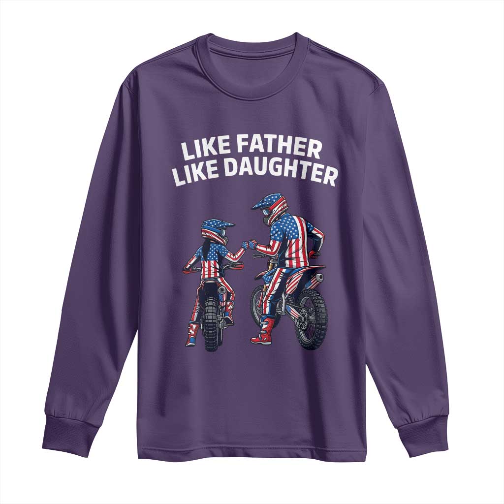 Like Father Daughter Dirt Bike Long Sleeve Shirt Cute Matching Motocross Gift Father's Day