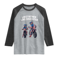 Like Father Daughter Dirt Bike Raglan Shirt Cute Matching Motocross Gift Father's Day