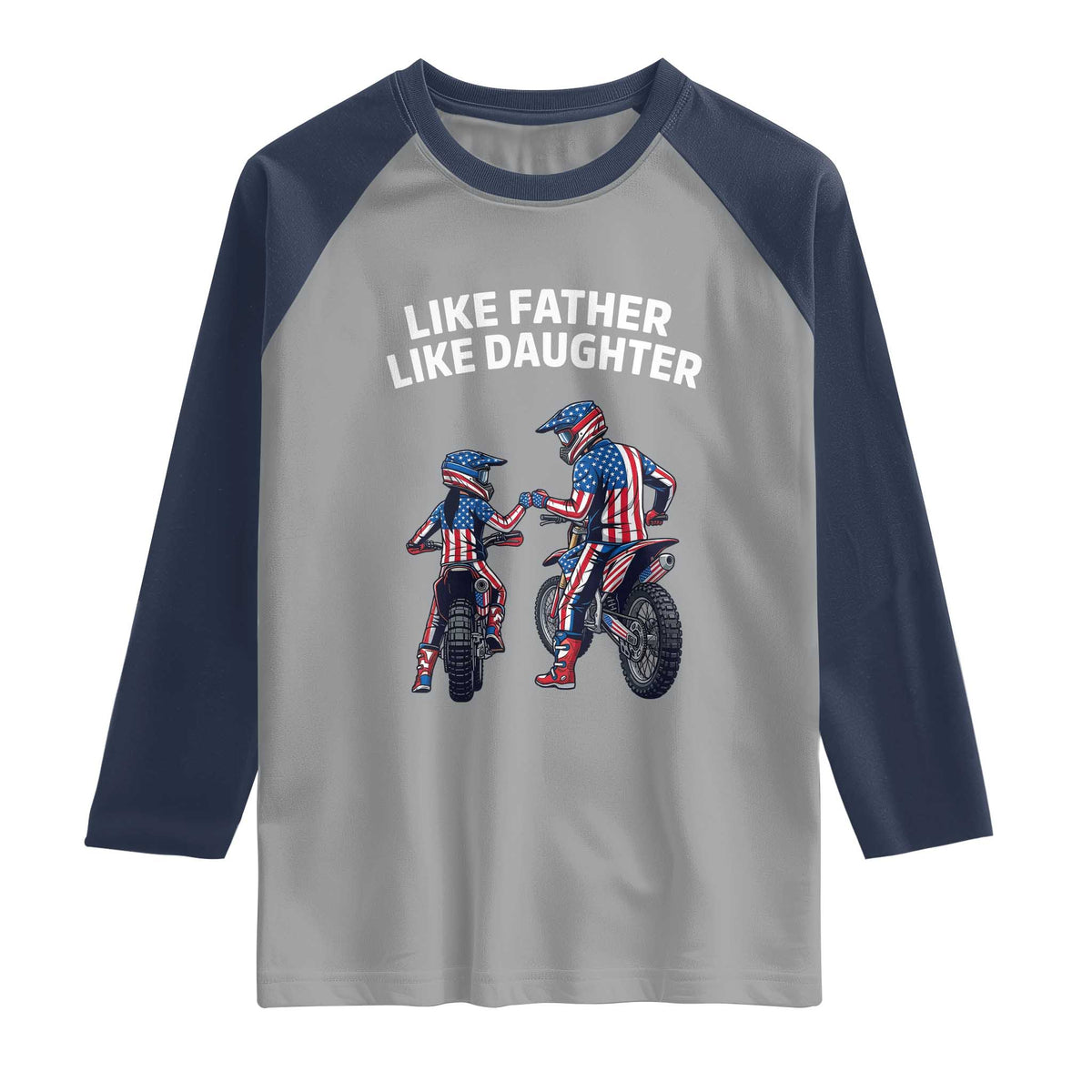 Like Father Daughter Dirt Bike Raglan Shirt Cute Matching Motocross Gift Father's Day