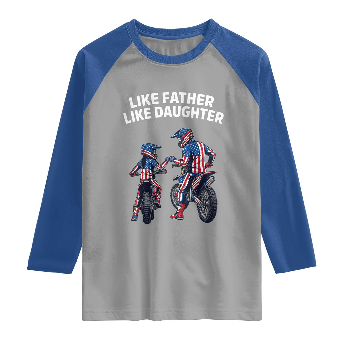 Like Father Daughter Dirt Bike Raglan Shirt Cute Matching Motocross Gift Father's Day