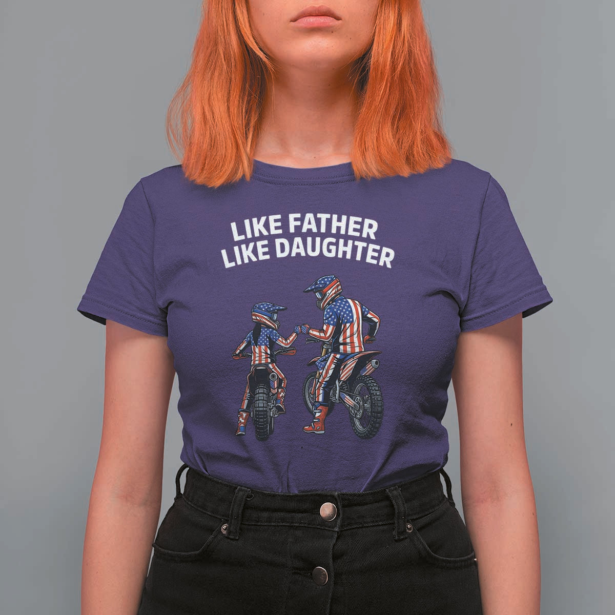 Like Father Daughter Dirt Bike T Shirt For Women Cute Matching Motocross Gift Father's Day