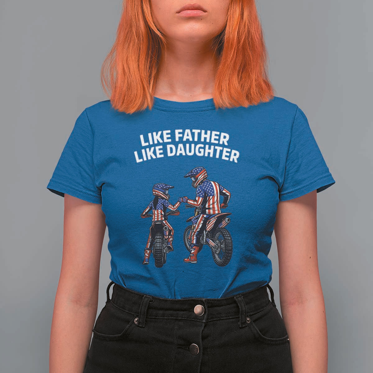 Like Father Daughter Dirt Bike T Shirt For Women Cute Matching Motocross Gift Father's Day