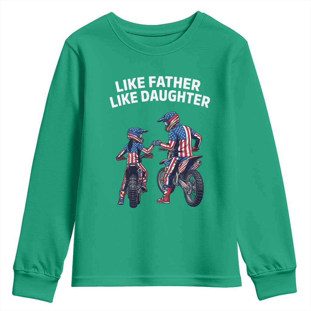 Like Father Daughter Dirt Bike Youth Sweatshirt Cute Matching Motocross Gift Father's Day