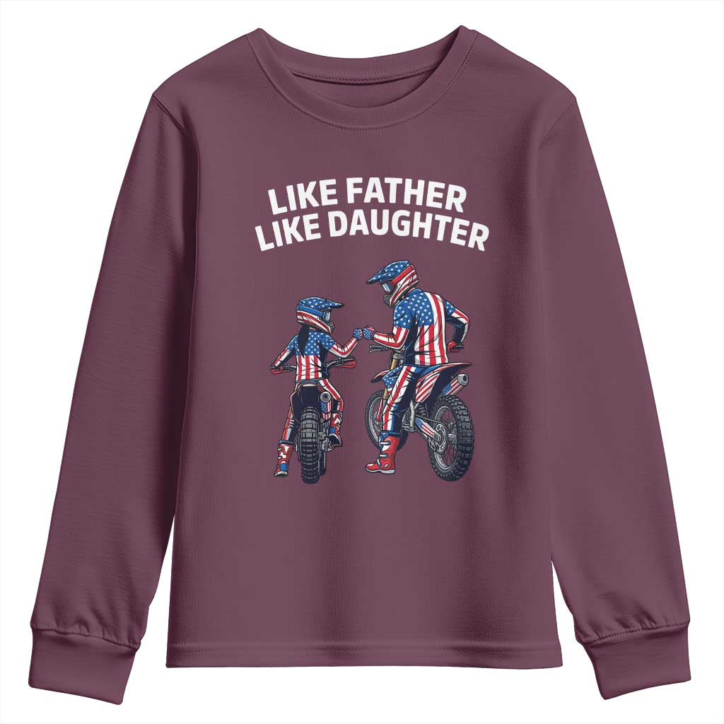 Like Father Daughter Dirt Bike Youth Sweatshirt Cute Matching Motocross Gift Father's Day