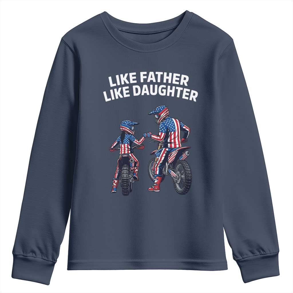 Like Father Daughter Dirt Bike Youth Sweatshirt Cute Matching Motocross Gift Father's Day