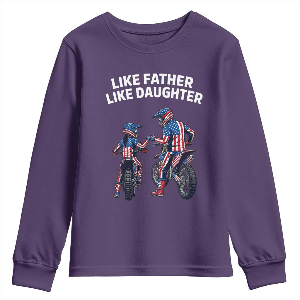 Like Father Daughter Dirt Bike Youth Sweatshirt Cute Matching Motocross Gift Father's Day