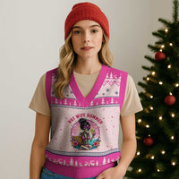 Hot Wife Summer V-Neck Knit Sweater Vest Funny Newlywed Skeleton