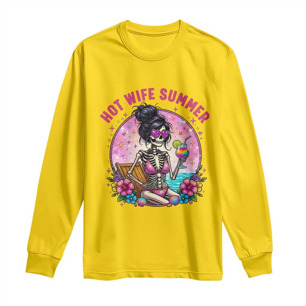 Hot Wife Summer Long Sleeve Shirt Funny Newlywed Skeleton