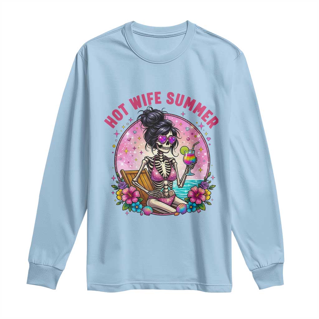Hot Wife Summer Long Sleeve Shirt Funny Newlywed Skeleton