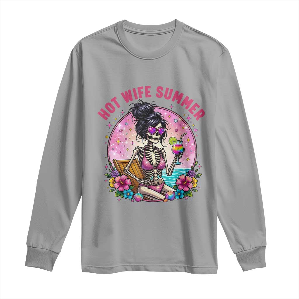 Hot Wife Summer Long Sleeve Shirt Funny Newlywed Skeleton