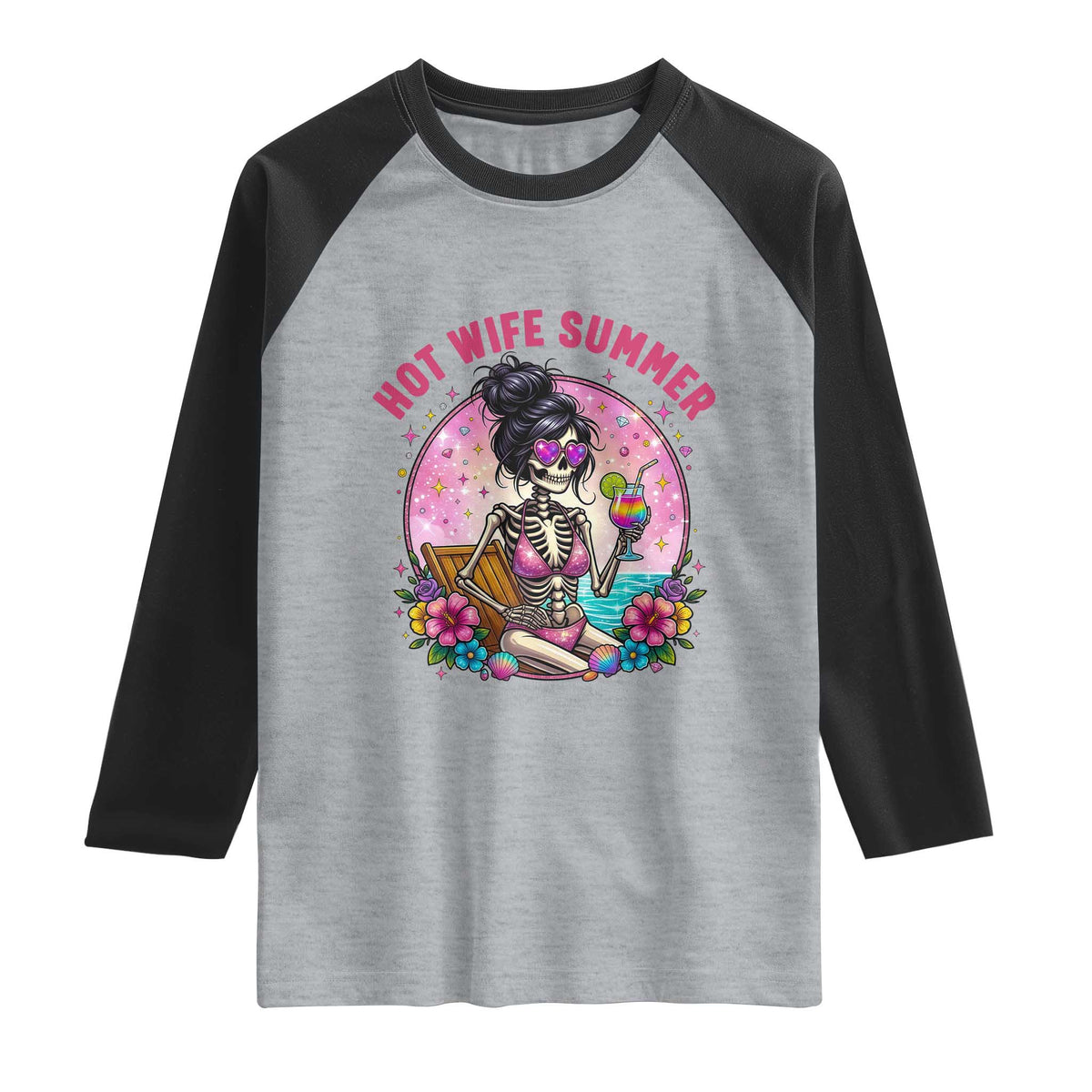 Hot Wife Summer Raglan Shirt Funny Newlywed Skeleton