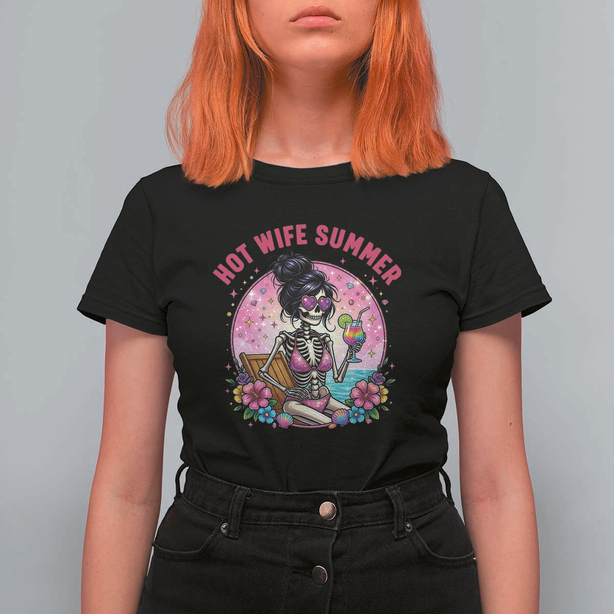 Hot Wife Summer T Shirt For Women Funny Newlywed Skeleton