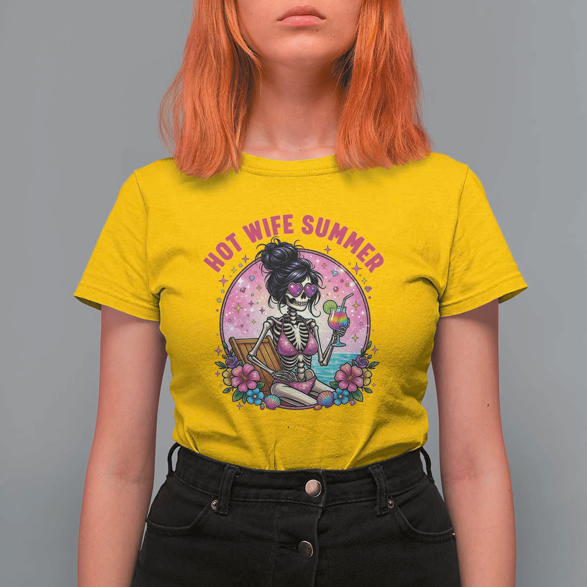 Hot Wife Summer T Shirt For Women Funny Newlywed Skeleton
