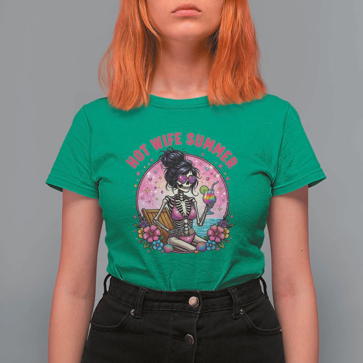 Hot Wife Summer T Shirt For Women Funny Newlywed Skeleton