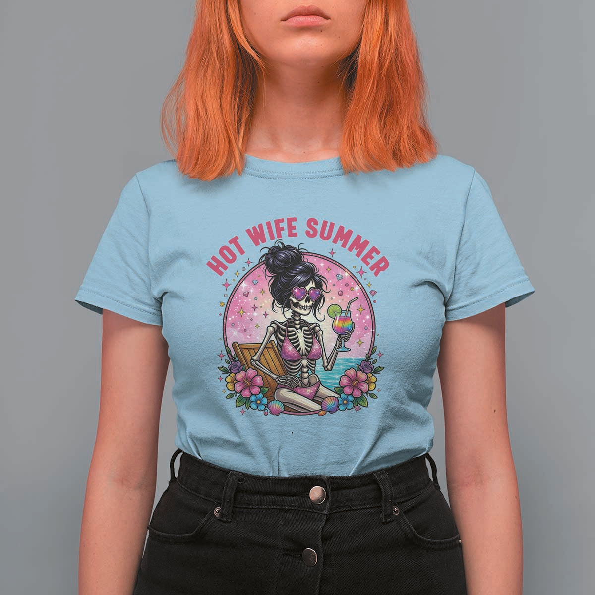 Hot Wife Summer T Shirt For Women Funny Newlywed Skeleton
