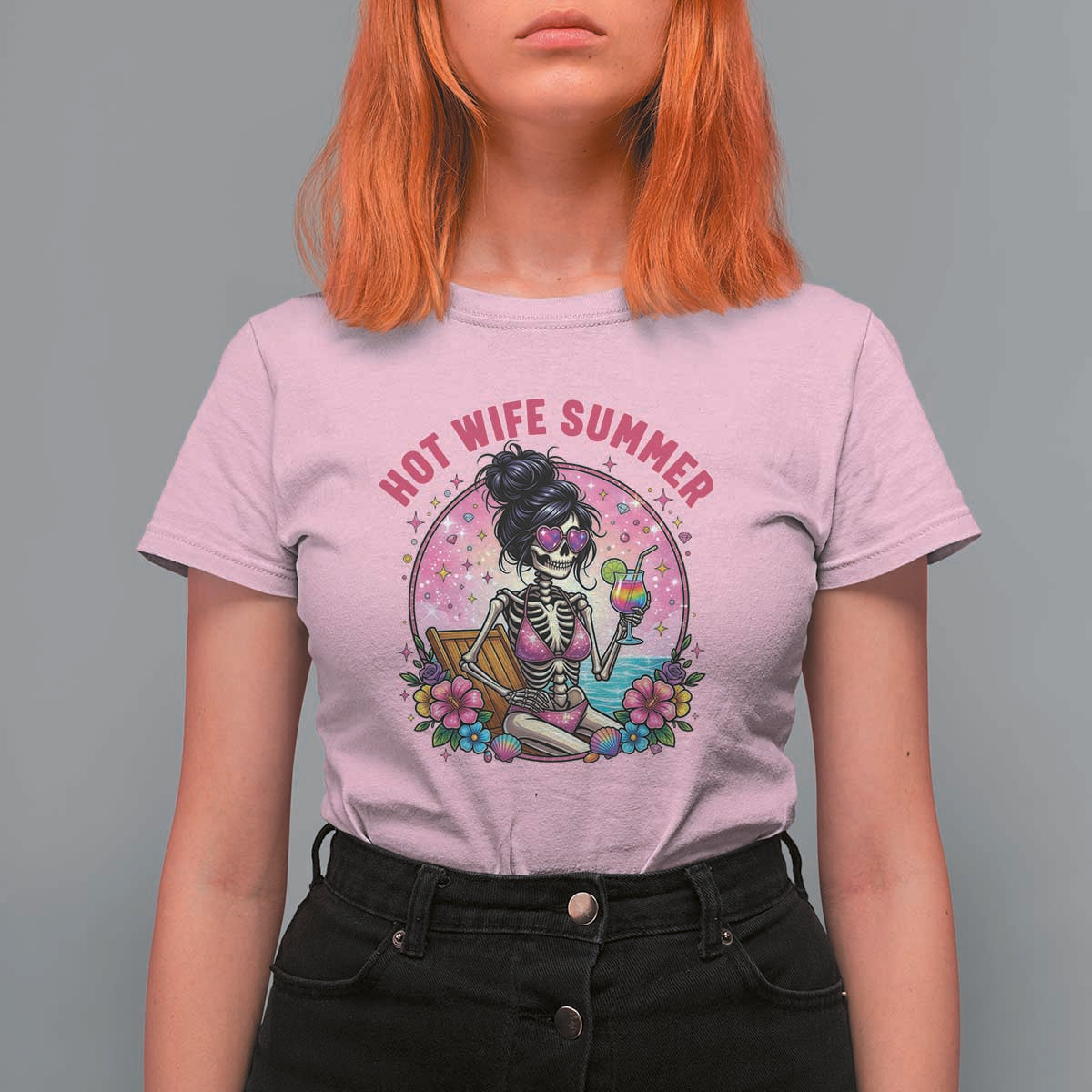 Hot Wife Summer T Shirt For Women Funny Newlywed Skeleton